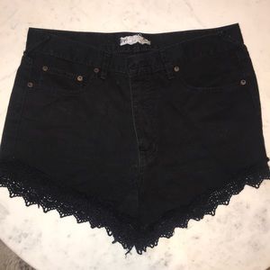 Free people black denim shorts